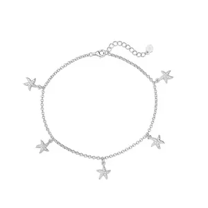 Moda requintado Pulseira estrela 925 Sterling Silver Tornozeleira