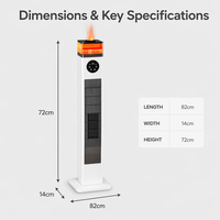 Radiateur vertical mince avec oscillation automatique, radiateur tour PTC portable avec poignée pour la maison et le bureau