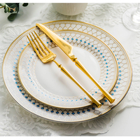 Service de table en porcelaine de luxe peinte à la main, en céramique, en porcelaine osseuse, cadeau de mariage, assiettes de présentation, vaisselle