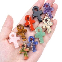Offre Spéciale – Artisanat en Cristal Naturel : Collier DIY Symbole de Vie, Pendentif Croix Ankh en Obsidienne Noire et Labradorite pour Femmes et Hommes – Idéal Cadeau