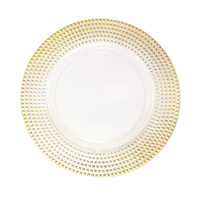 Assiettes rondes transparentes en plastique pour restaurant, mariage, décoration, vente en gros, 13 pouces