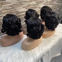 Peluca frontal de encaje SDD de 12 pulgadas 5x5, doble densidad 300%, color naranja piano, rizado Fumi, cabello virgen, encaje transparente, venta al por mayor
