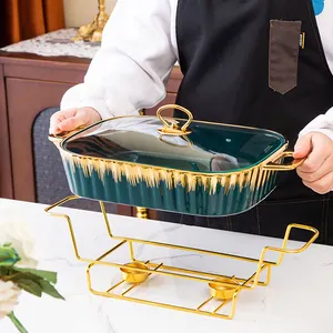 Luxury Style Chaffing Dishes buffet Catering Ceramic Chafing Dish Food Warmer Display Container Snack Fruit Serving Dish