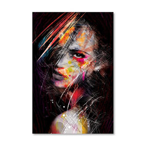 Pinturas en lienzo de arte abstracto de chica Sexy, póster colorido con cara de chica e impresiones de arte para la cara, Cuadros - Product Image 1