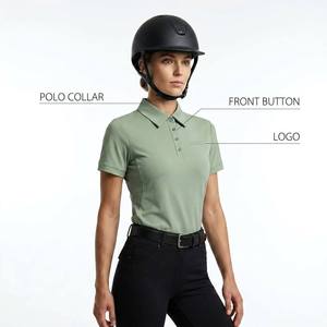 Camisa de Polo Ecuestre de Manga Corta para Mujer, Cuello Polo, Botones Frontales, Corte Ajustado, Personalizable - Product Image 1