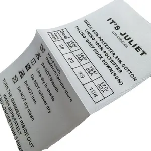 Etiquetas de impresión personalizadas para planchar, etiquetas de cuidado de trajes de baño, etiquetas de cuello de transferencia de calor para lavado de prendas sin etiqueta para ropa