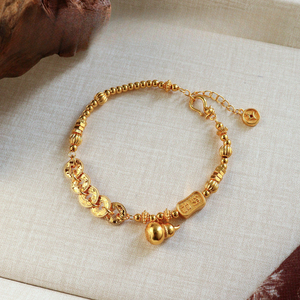 Pulsera de <span class=keywords><strong>Cadena</strong></span> <span class=keywords><strong>con</strong></span> Colgante de Calabaza y Monedas de los Cinco Emperadores para Mujer, Elegante, para Uso Diario, Apilable, Regalo, Accesorio para Muñeca Femenina - Product Image 4