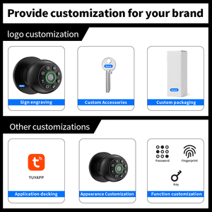Keypad <span class=keywords><strong>Digital</strong></span> Paduan Seng Kenop Pintu Pintar Kata Sandi Sidik Jari Tuya Cloud Wifi untuk Kunci Tuas Elektronik Interior 35-50Mm - Product Image 3