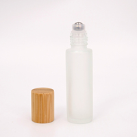 Botol Minyak Esensial Kaca Frosted 10ml Kosong dengan Tutup Bambu