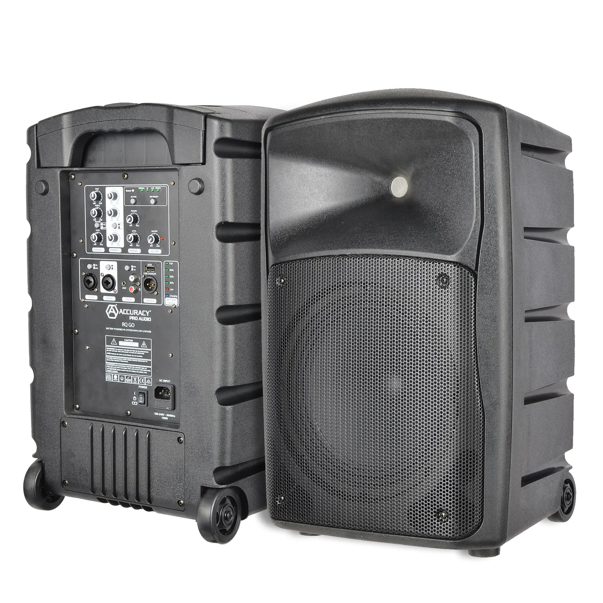 RQ PMTT10D5-GO 10 inch Plastic Subwoofer Rechargeable Powered Pa System DSP Wireless portable Active Speaker with Microphone