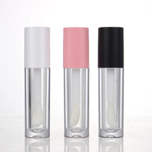 Envases cosméticos de plástico de 9ml, envases de tubos de lápiz labial transparente en blanco y rosa, cepillo de varita grande gordo, serigrafía de logotipo personalizado - Product Image 2