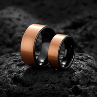 12mm 8mm Polierter Gebürsteter 18K Roségold Individuell Gravierter Wolframcarbid Schwarzer Ehering THX Schmuck THX-TD174 Klassisch
