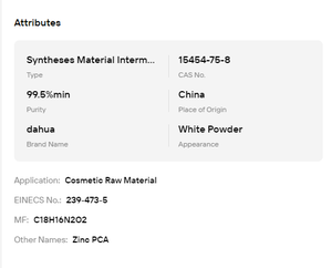 Poudre de PCA de zinc, pyrrolidone carboxylate de zinc pour les soins de la peau et des cheveux, équilibre hydratant, contrôle du sébum - Product Image 6