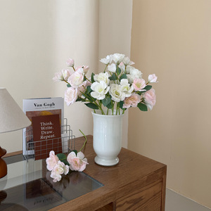 Fleurs artificielles Lisianthus rose et blanc en soie, haute simulation, 30cm-100cm de haut, pour la décoration du salon - Product Image 1