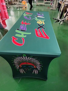 Custom <strong>Table</strong> <strong>Cloth</strong> Cover With Business Logo Or Text Stretch Personalized Tablecloth Spandex For Trade Show Event <strong>Table</strong> Runner - Product Image 5