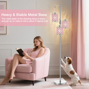 Pha lê LED Đèn sàn Hiện Đại Đèn đứng thanh lịch màu đen bóng râm E26 cơ sở on/off chân chuyển đổi cao cực giọng cho phòng khách - Product Image 4