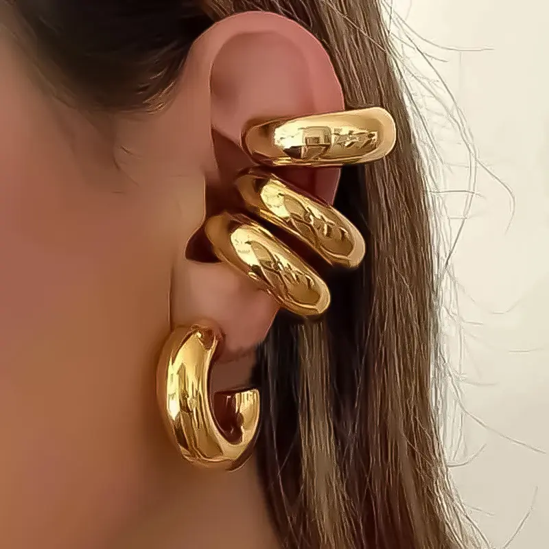 Não manchar alta qualidade em aço inoxidável 18k clipe brinco menina Para Mulheres Atacado N2310293