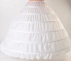 6 çemberler kabarık etek kombinezon A-Line uzun etek elbise beyaz Petticoat düğün balo