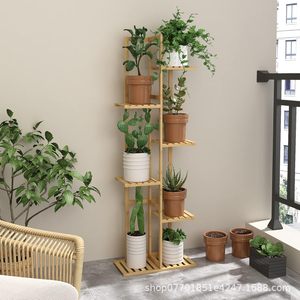 Wooden Multi Layer <b>Plant</b> Stand 6 Tier Freestanding Succulent Flower <b>Pot</b> Holder For Balcony Living Room Indoor Outdoor Use - Product Image 1