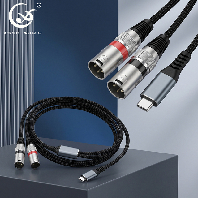 YIVO XSSH Professional Type C to Dual XLR Male Stereo Audio Cable Zinc Alloy Shell Gold Plated OEM ODM for Stage Mixer PA System
