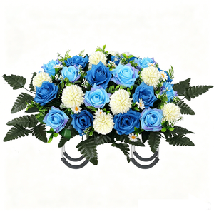 Plastic Sunflower Memorial Wreath <strong>for</strong> <strong>Graves</strong> Durable <strong>Artificial</strong> <strong>Flower</strong> Arrangement with Green Ferns <strong>for</strong> Tombstone Decoration - Product Image 2