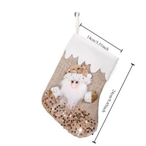 ถุงของขวัญและอุปกรณ์ตกแต่งซีรีส์ถุงเท้าคริสต์มาสผ้าฝ้ายรักษ์โลก - Product Image 3