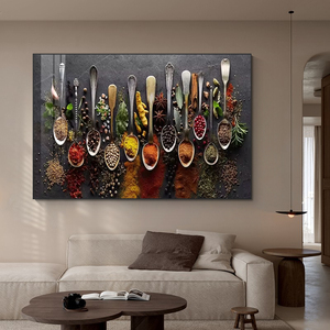 Decorazioni per la casa arte grani spezie cucchiaio peperoni tela pittura <span class=keywords><strong>cucina</strong></span> <span class=keywords><strong>poster</strong></span> decorazione <span class=keywords><strong>stampe</strong></span> per sala da pranzo immagini di arte della parete - Product Image 5