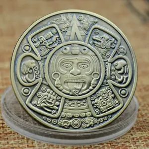 Calendario maya, moneda de México, Bronce Antiguo muestras gratis ventas monedas de metal dorado de alta calidad,