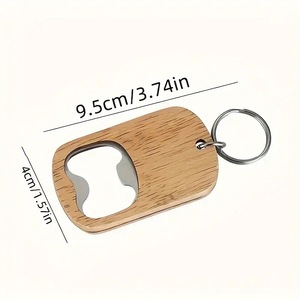 Logo gravé au laser personnalisé porte-clés en métal vierge et ouvre-bouteille de bière en bois porte-clés porte-clés ouvre-bouteille en bois - Product Image 2