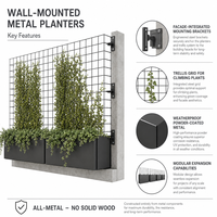 Jardinière murale en métal pour l'extérieur, boîte de culture verticale pour la construction de barrières et de clôtures