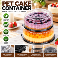 Conteneur à gâteau rond en PET transparent jetable personnalisé en gros, 10 à 12 pouces, avec couvercle en dôme
