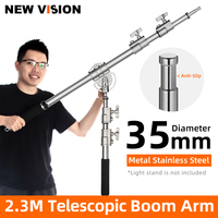 Lengan Teleskopik Studio Foto Stainless Steel MF-01 94-232cm 37"- 91" untuk Lampu Atas Studio Flash Strobe Profesional