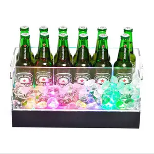 Suministros de Bar transparentes personalizados de fábrica, cerveza acrílica, champán, botella de vino tinto, cubo de hielo, Cubo de vino Acrílico