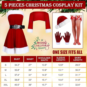 Çocuk partileri için toptan şişme Santa Claus yetişkinler için kostüm süslü elbise noel kadın - Product Image 6