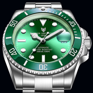 Reloj Mecánico para Hombre LIGE, Automático, Resistente al Agua 10 Bar, Esfera Verde, Correa de Acero Inoxidable, Función de Calendario - Product Image 2