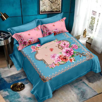 Schöne digital bedruckte schwarz und gold Blume Bettlaken Bett bezug Set aus Polyester Material Stoff