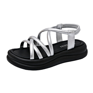 Sandalias de Cuero Genuino Multifuncionales de Estilo Americano para Mujer, Cómodas y Duraderas, Estilo Playa de Verano - Product Image 1