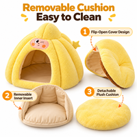 Lit-caverne pour chat en peluche chaude, semi-fermé, avec coussin amovible pour chats et petits chiens, OEM