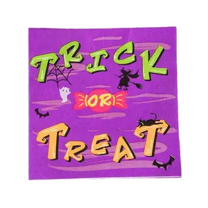 Serbet kertas cetak Halloween Happy desain kustom pabrik untuk pesta Trick or Treat