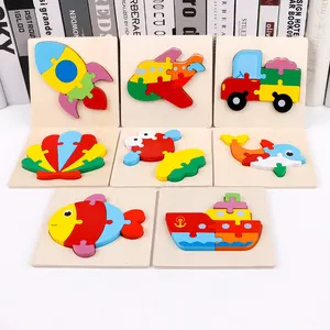 Quebra-cabeças de madeira amazon, quebra-cabeças educacional de animais para crianças, 1 2 3 anos de idade