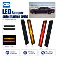 Feux de position latéraux LED de style X à lentille fumée pour Dodge Challenger 2015-2020, avant et arrière, ambre/rouge, 68195788AB, 4 pièces