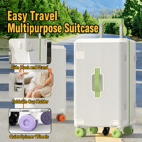 Valise rigide grande capacité pour ordinateur portable avec porte-gobelet pliable, crochet latéral, légère et tendance