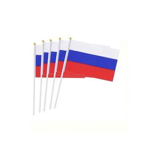 Drapeaux russes miniatures de haute qualité en polyester, drapeaux à main, petits drapeaux russes à agiter sur bâton, vente en gros - Product Image 3