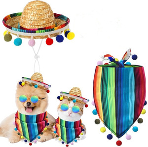 Ensemble de costumes pour animaux de compagnie : chapeau sombrero, lunettes et bandana pour chiens, accessoires décoratifs pour oies, ensemble de bandanas pour petits animaux et oies de porche - Product Image 2