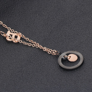Collier pendentif rond en alliage de zinc plaqué or rose, chaîne de clavicule, bijou à porter au quotidien, cadeau - Product Image 4
