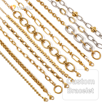 Bracelet épais en acier inoxydable plaqué or 18 carats YML, maillons ovales, boucle OT, couleur or/argent, pendentif DIY
