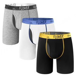 Calzoncillos bóxer de alta calidad para hombre, ropa interior elástica de algodón, calzoncillos transpirables de pierna larga sin etiqueta para hombre - Product Image 6