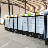 Réfrigérateur vertical de supermarché à porte vitrée pour boissons, vitrine réfrigérée pour boissons, réfrigérateur Coca-Cola à porte vitrée