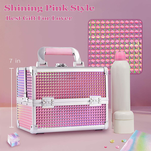 Estuche <span class=keywords><strong>de</strong></span> <span class=keywords><strong>maquillaje</strong></span> <span class=keywords><strong>de</strong></span> aluminio, Mini caja <span class=keywords><strong>de</strong></span> <span class=keywords><strong>maquillaje</strong></span> personalizada <span class=keywords><strong>con</strong></span> <span class=keywords><strong>espejo</strong></span>, rosa, diamante - Product Image 4