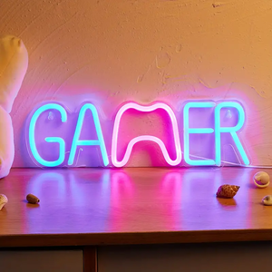 GAMER Gamepad Led Letrero de neón regulable 5V USB Sala de juegos Letreros de neón Luces para niños Adolescentes Niñas Regalo de cumpleaños Decoración de pared del dormitorio - Product Image 1
